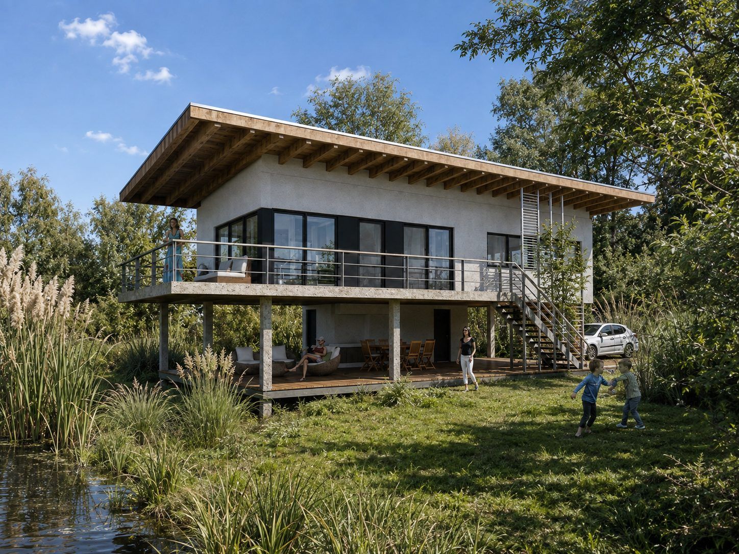 Prototipo Casa para Humedales, vivienda prototipo en Delta del Tigre, Buenos Aires — foto 6 de 6. Proyecto del Arq. Germán Vázquez