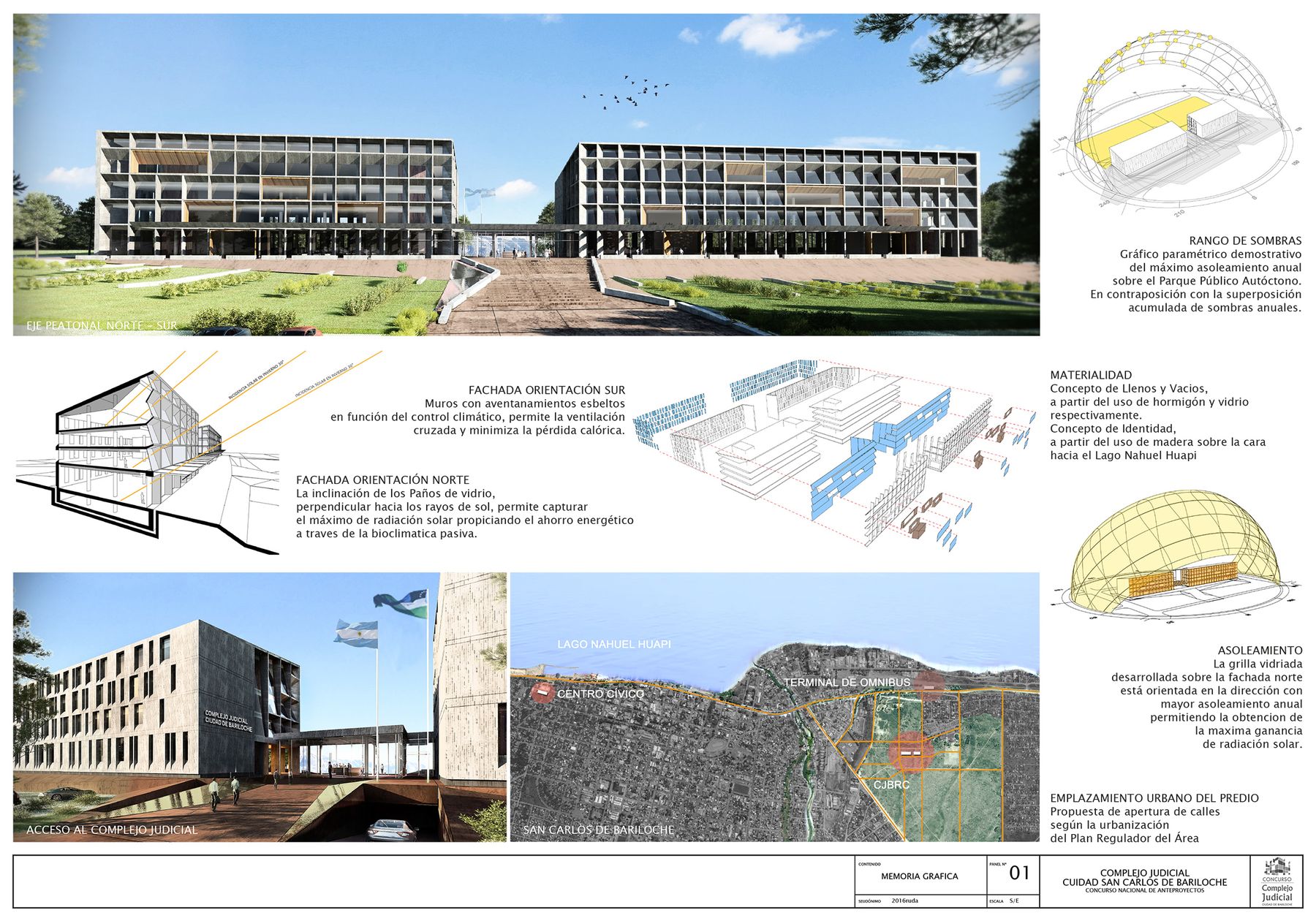 Complejo Judicial de Bariloche, concurso en 1ra Mención, Río Negro — foto 2 de 8. Proyecto del Arq. Germán Vázquez