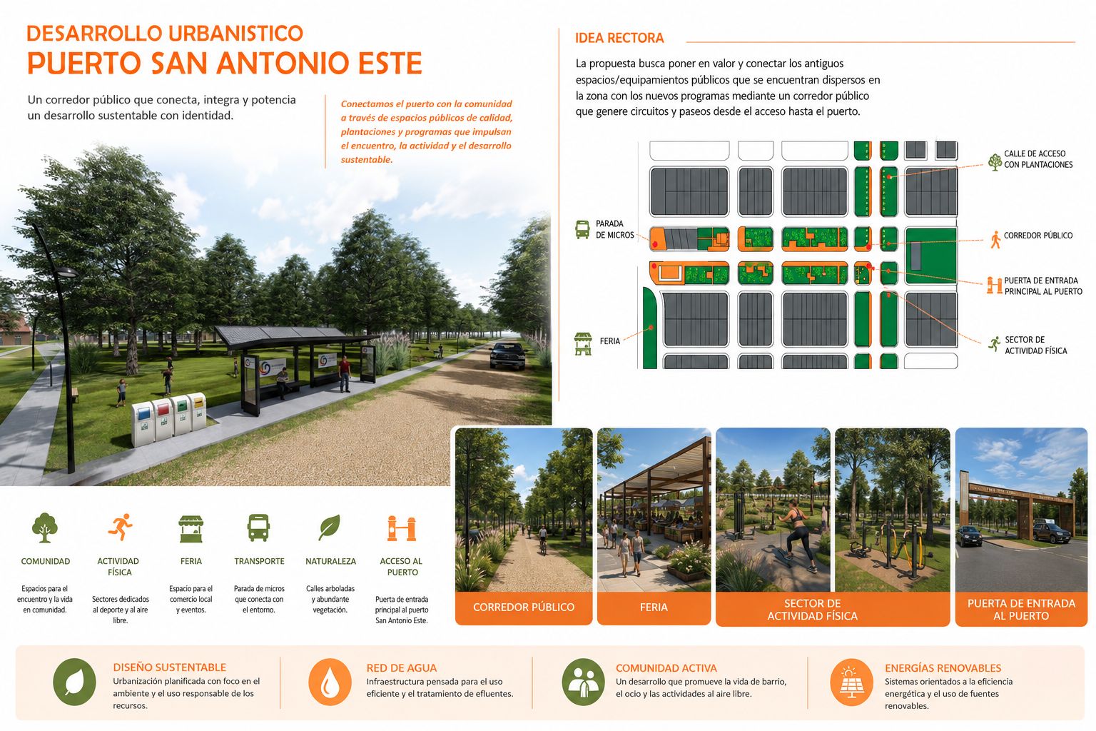 Puesta en Valor Centro San Antonio Este, espacio público en San Antonio Este, Río Negro — foto 3 de 5. Proyecto del Arq. Germán Vázquez