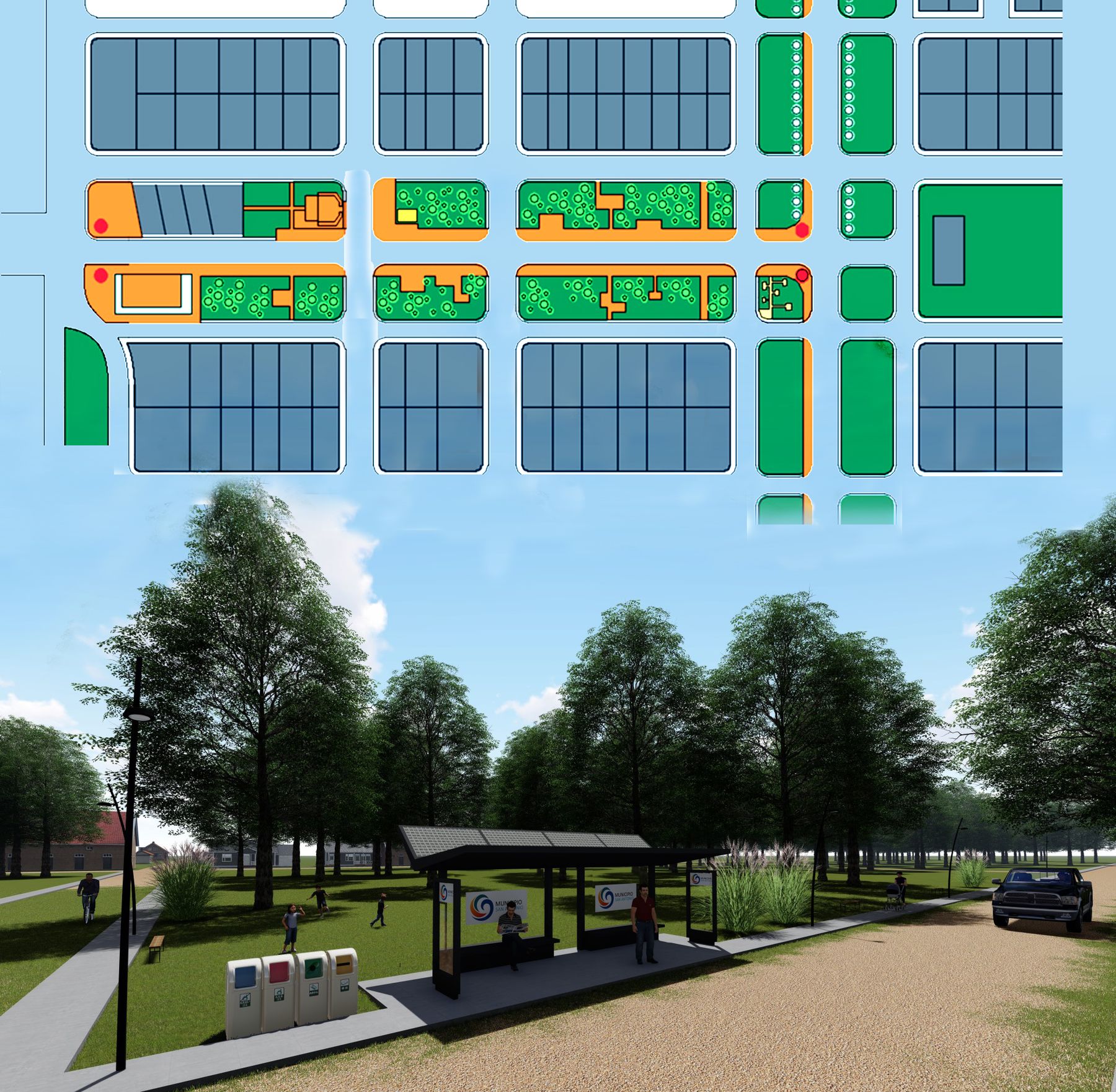 Puesta en Valor Centro San Antonio Este, espacio público en San Antonio Este, Río Negro — foto 4 de 5. Proyecto del Arq. Germán Vázquez