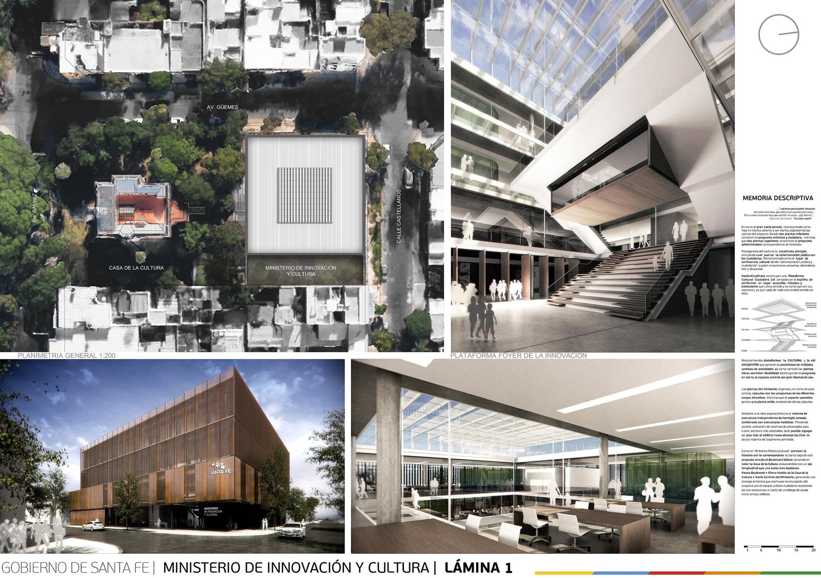 Ministerio de Innovación y Cultura, concurso Nacional en Santa Fe — foto 2 de 5. Proyecto del Arq. Germán Vázquez