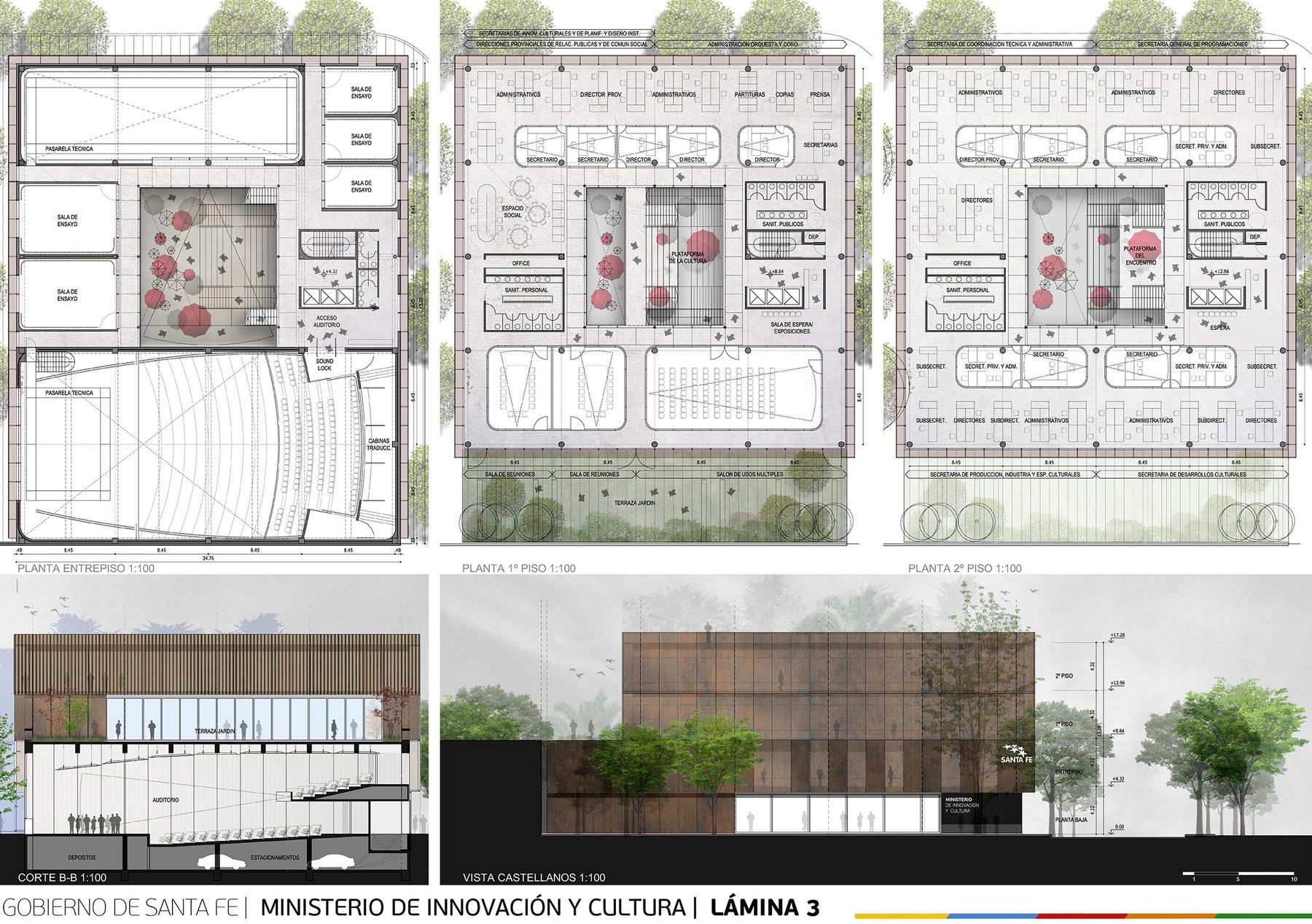 Ministerio de Innovación y Cultura, concurso Nacional en Santa Fe — foto 5 de 5. Proyecto del Arq. Germán Vázquez